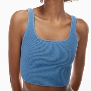 Blue Ribbed Tank Top